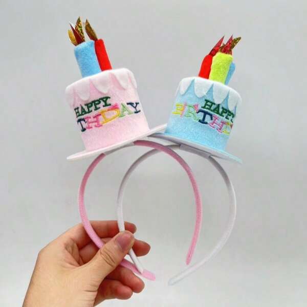 Happy Birthday Cake Candle Headband, Cute Princess Headpiece, Birthday Party Decoration Hair Accessory, Hair Band, Hair Hoop
