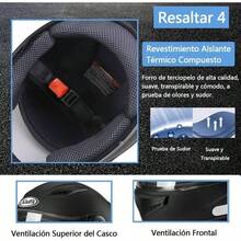 Casco de Moto para Motocicleta Integral Ajustable - Casco Motocicleta Integral con Lente antivaho, Babero de velln extrable Respirable y Ligero Matte Abatible Todas Las Tallas, Talla nica - Negro, M - Ver 6