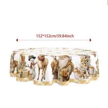 1/36pcs Christmas Elk, Christmas Tree, Snowman Pattern Table Decoration Tablecloth - 100% Polyester Rectangular Table Round Table Embossed Tablecloth, Suitable For Holiday Parties, Family Gatherings, Festive Atmosphere Decoration - 09 - View 13