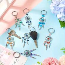 14pcs/Set Dreamcatcher Keychain Set, Mixed Colors, Alloy & Stone Material, Suitable As Wallet Pendant And DIY Keychain Decor Bag Lanyards With Id Holder Car Accessories Bag Charms Christmas Gift