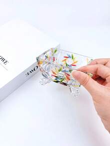 Ręcznie robiona, zabytkowa szklana popielniczka z kwiatowym wzorem – europejski prostokątny organizer na biurko i popielniczka, wielofunkcyjny element dekoracyjny do jadalni, salonu, popielniczka w stylu europejskim | Rzemiosło artystyczne