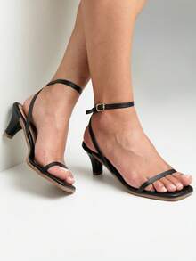 Women's Thin Heels, Delicate Basic Sandal, Medium Heel - 黑色 - 查看 3