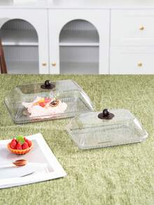 Plastic PET Material, Multi-Size Rectangular Display Trays With Dustproof Lids, Unbreakable, Reusable Fruit Plates, Desserts, Snacks, Cakes Trays, Suitable For Various Festivals, Weddings, Parties, Banquets - Transparent - View 11