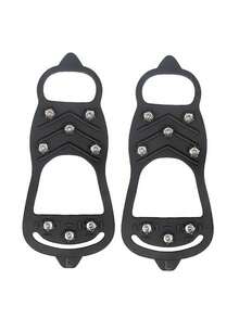 2双/4双防滑冰爪，耐用冰雪抓地力鞋/靴，带8个钢钉冰爪 - 黑色 - 查看 3