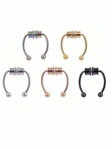 5 buc/3 buc/1 buc Inele false pentru nas din oțel inoxidabil, piercing-ul nasului din oțel titan, neperforat, în formă de potcoavă. Inel fals pentru nas, stil punk, potrivit pentru septul nazal, cercei pentru cartilaj, confortabil de purtat fără piercing.