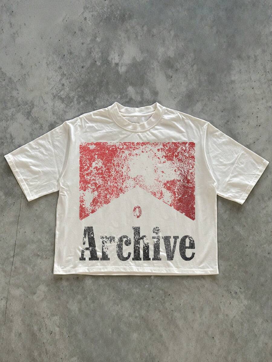 Men Casual Round Neck Short Sleeve 100% Cotton T-Shirt, Summer Vacation Top, Funny Graphic Tees, Y2K Street Wear, Gifts For Boyfriend And Husband - 白色 - 查看 1