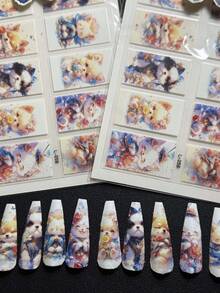 2packs Luxury Designer Special Original Design Watercolor Dog Nail Sticker L-058