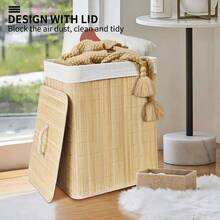 Cesta de lavandería de bambú, cesta de lavandería plegable de gran capacidad con asa, cesta de lavandería rectangular/redonda, ahorra espacio en dormitorios, baños, salas de lavandería, etc., un imprescindible para el hogar. Cesta de lavandería, cesta de lavandería, cesta de almacenamiento de baño, cesta, cesta de almacenamiento, cesta de lavandería plegable, cesta de almacenamiento.