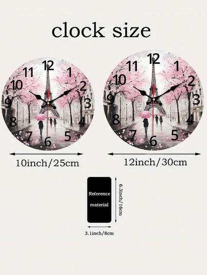 Eiffel Tower Paris Art Wand Klok Silent, 10 12 Inch, Wood Crafted Living Room, Bedroom, Office Battery Operated (AA Not Included) view 6