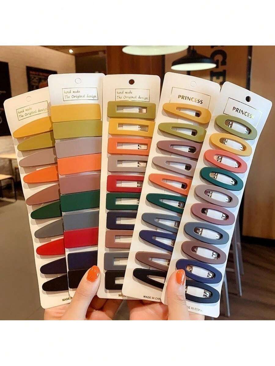 10 Pieces Tic Tac Hair Clips Kit Large Colorful Geometric Hair Clips / Women's Fashion Accessories For Women And Girls / Hairstyles And Party - 彩色 - 查看 1