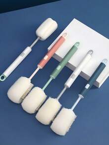 1pc Long Handle Cleaning Sponge Brush, Detachable Sponge For Cleaning Cups, Bottles,