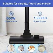 Aspiradora Vertical con 3 en 1, 600W Aspirador Escoba y de Mano con de 5 Metros, Potente de 18kPa, 1500ML de Capacidad para Alfombras y Suelos - 1 - Ver 6