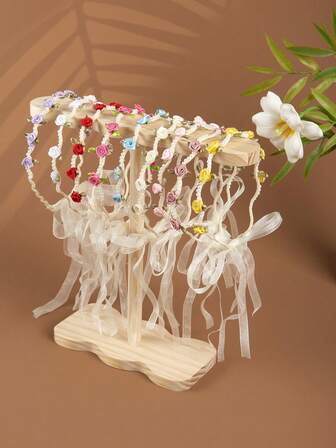 1/2/3/5pcs Pearl Flower Satin Headband, Children Versatile Outdoor Hair Accessory For Girls, Fairy-Like Sweet Headpiece, Cute Elf Hair Decor, Suitable For Flower Girl In Wedding, Romantic Floral Wreath Headpiece, Daily Use