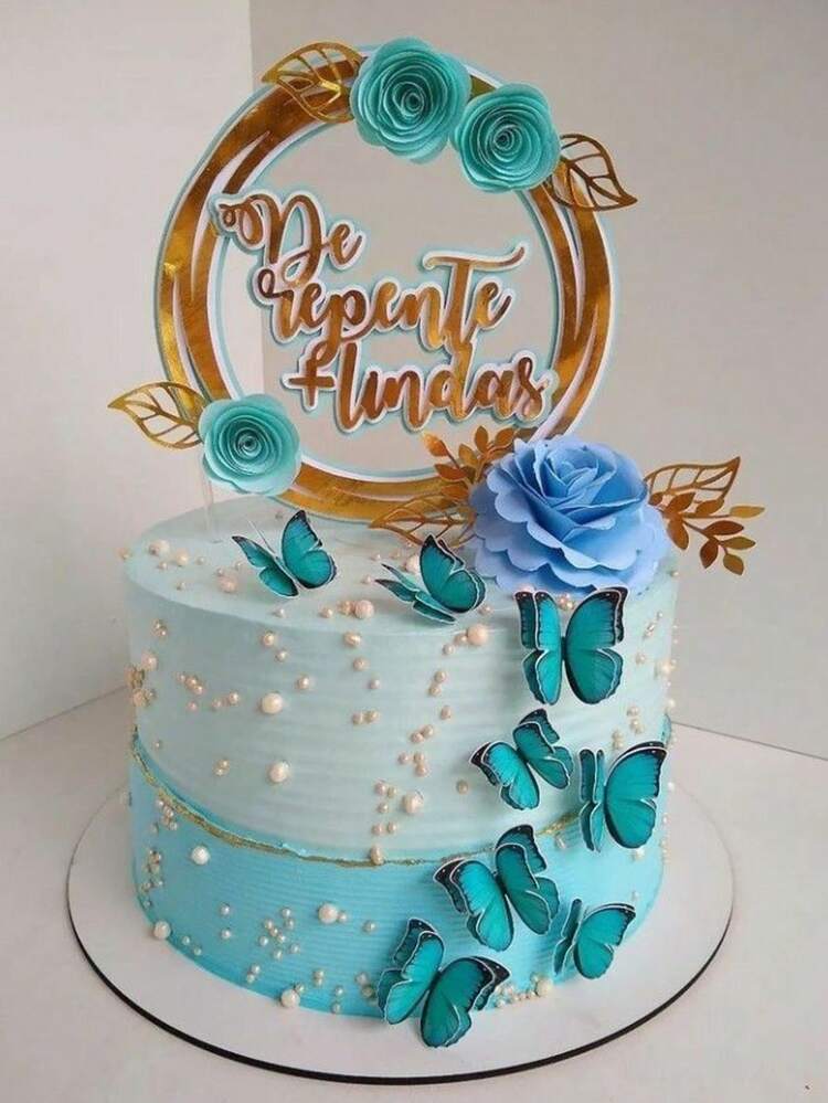 Topo Topper de bolo flores Rosé - Rosê - Visão 2