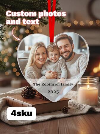 Customized Christmas Acrylic Pendants, Personalized Photo Christmas Decorations, Customizable Pictures And Text - Customized Family Photos, Christmas Gifts For Newlyweds