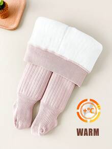 1 Pair Girls' Tights , Suitable For Outer Wear Thickened For Autumn & Winter, Baby Toddler Leggings Warm And Comfortable