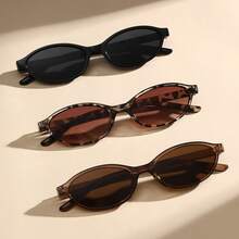 3-Pack Unisex Y2K Basic Small Frame Simple Fashion Decorative Glasses, Cat Eye Style Thin Edge Suitable For Party/School Shopping Daily Use Halloween Christmas Return Season Gift Shooting  Durable Stunning Accessories - 3pcs-紋深茶組合 - 查看 1