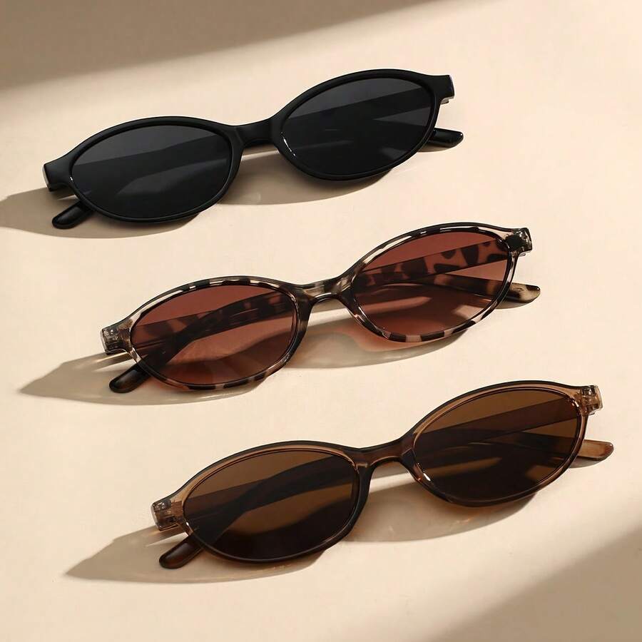 3-Pack Unisex Y2K Basic Small Frame Simple Fashion Decorative Glasses, Cat Eye Style Thin Edge Suitable For Party/School Shopping Daily Use Halloween Christmas Return Season Gift Shooting Durable Stunning Accessories - 3pcs-紋深茶組合 - 查看 1