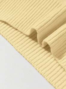 EAVA 女士冬季法式优雅高领毛衣背心 复古老钱风宽松休闲百搭无袖针织毛衣背心，情人节，女士情人节穿搭，情人节服装 - 黃色 - 查看 4