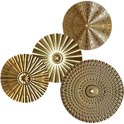 TOPPERFUN 4 Piezas De Decoración De Pared De Hierro Forjado Tapicería Decoración Dorada Adorno De Metal Arte De Pared Geométrico Arte De De Metal De Baño De