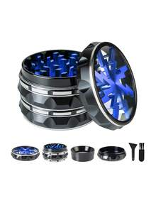 1 Metal Grinder - Four Layer Manual Crusher, Designed With Red And Purple Snowflakes, Made Of Zinc Alloy Material - Portable Smoking Tool Gift, Fashionable Smoking Tool, Metal Food Grinder.