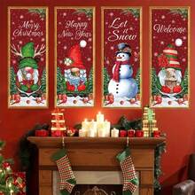 4pcs Christmas Porch Banner Set - Seasonal Holiday Outdoor Hanging Flags, Polyester, Multipurpose, No Electricity Needed, Festive Design For Doorway, Wall And Yard Decor