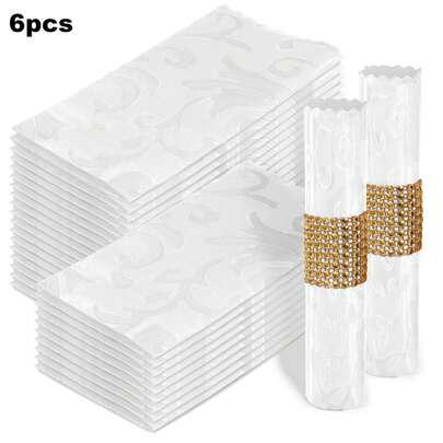 6 Pack Damask Cloth Napkins 17 X 17 Inch, Jacquard Table Cloth Napkins Set Of 6 Square Satin Napkins Fabric Dinner Napkins For Wedding Party Banquet, Hot Pink