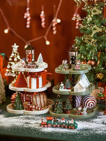 Christmas Decoration Display Rack, Christmas Party Kitchen Countertop Display Rack For Christmas Gifts, Cake Stand, Dessert Plate, Snack Tray, Christmas Supplies, Christmas, Wedding, Party, Gift, Birthday Party Supplies