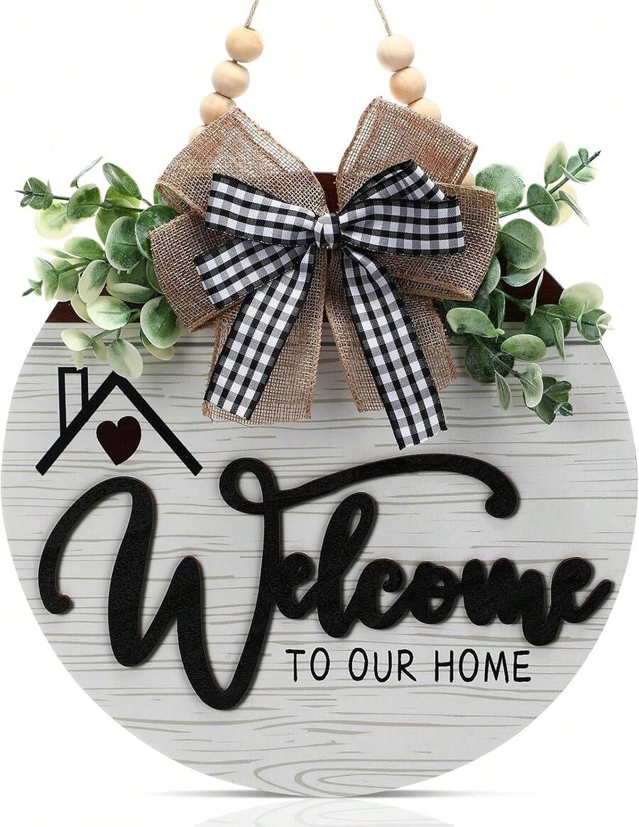12 Inch 3D Welcome Sign For Front Door- Farmhouse Welcome Door Sign For ...