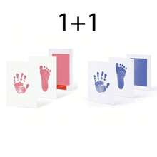 0-6 Months Newborn Baby Non-Contact Ink Pad Baby Growth Handprint Footprint Inkpad, 1 Set Includes 1 No-Wash Ink Pad + 2 Sheets - Multicolor - View 29