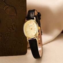 LIANDU LIANDU 1件复古时尚休闲女士腕表，椭圆形表壳，PU表带，精致表盘饰有水钻，优雅迷人，适合日常佩戴、生日礼物、派对、节日聚会，是送给自己或朋友的理想之选，不含包装。 - 黑色 - 查看 8