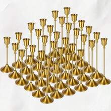 WAXJJDW 36/12/6/3 Pcs Taper Candle Holders Bulk Brass Gold Vintage Candle Stick Holders Decorative Home Decor Centerpieces Suitable For Table Holiday Wedding Decorations. Can Be Used In A Variety Of Scenarios: Place On The Dining Table Or Fireplace In The Bedroom Or Living Room To Create A Romantic Atmosphere. Suitable For Weddings, Home Decoration, Parties, Christmas Or Other Occasions. Our Metal Candle Holders Complement Any Celebration. Brass Vintage Candle Stick Home Decor Table Centerpieces Celebrate And Set The Mood. Suitable For Any Home Style, It Is An Atmospheric Embellishment For The Dining Table Or Fireplace (Candles Not Included) - màu đen - Xem 1