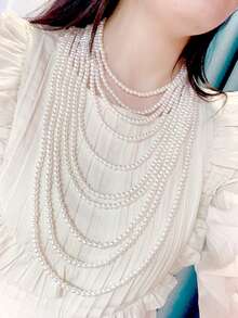 Elegante collar de perlas falsas multicapa, gargantilla de perlas nupcial y de boda para mujeres, accesorios clásicos de perlas para vestidos de noche de fiesta y baile de graduación