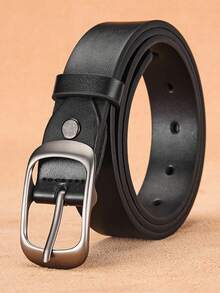 1 Plus Size Ladies' Belt Joker Leisure College Style Belt Classic Silver Buckle Belt Jeans Belt Is Suitable For Daily Leisure, University, Commuting To Work And Back-To-School Season.