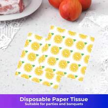 Fresh Lemon Pattern Disposable Tableware Set 20-100pcs 7/9 Inch Plates 9oz Cups Napkins Summer Picnic Wedding Birthday Party Supplies - Multicolor - View 8