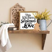 1 件乡村农舍厨房装饰牌 - “这间厨房充满了爱”木质墙饰，8x8 英寸，带有温馨的文字，非常适合家居、客厅、卧室、浴室和节日礼物，乔迁新居礼物之选 | 农舍风格 | 天然木纹饰面，厨房装饰及配件，圣诞装饰，家居圣诞礼物，圣诞装饰 - 彩色 - 查看 6