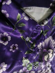 1 pieza Camisa de manga larga con botones y estampado floral, adecuada para vacaciones, días festivos, oficina, uso diario, fiesta de cumpleaños, regreso a clases, primavera y otoño