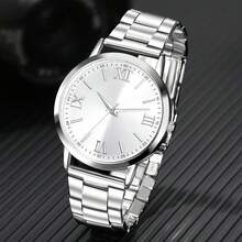 Men's Business Casual Industrial Style Round Dial Quartz Watch, Suitable For Daily Wear, Birthday Gift, Party, Holiday Gathering, Also An Ideal Gift For Yourself Or Friends. No Packaging Box Included. - Silver - View 5