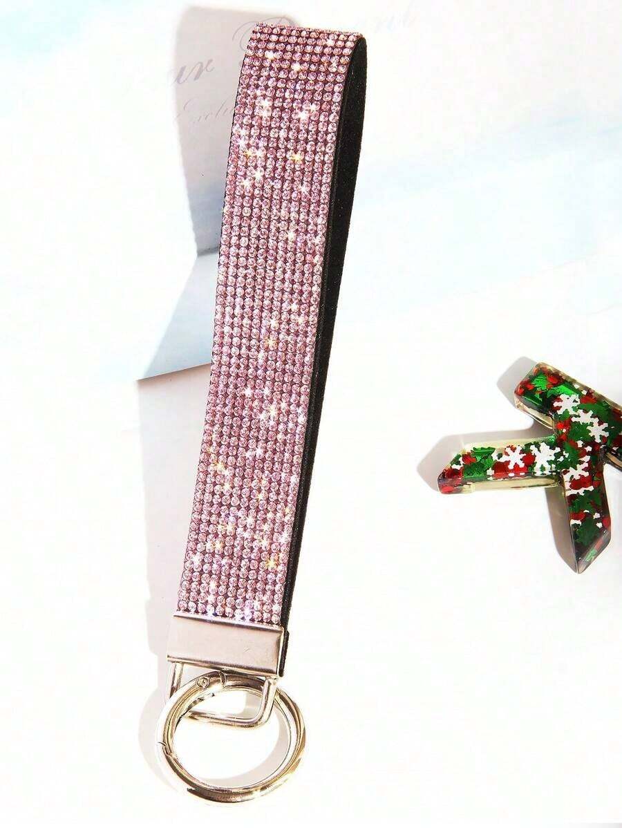 1pc Rhinestone Decor Bling Glitter Wrist Strap With Keyring Wristlet Keychain For Clutch And Key Holder Key Chain Charms Key Lanyard School Supplies Teacher Gifts Back To School Teacher Accessories - 多色 2 - 查看 1