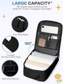 Multifunctional Travel Backpack, Waterproof, With Different Compartments, For School Or Travel - Black - View 5