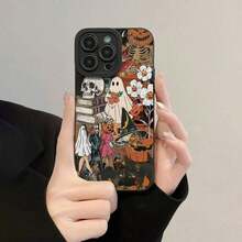 Teléfono con temática de Halloween, funda protectora decorativa para teléfono, fundas para teléfono a prueba de golpes, compatibles con teléfonos de la serie 8 11 12 13 14 15 - Negro - Ver 5
