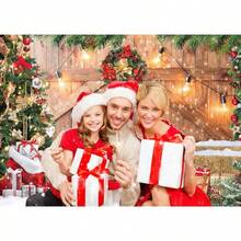 1 pieza Fondo de fotografía de puerta de granero navideña, paisaje de árbol de Navidad con nieve, regalo, pared, piso, fondo de foto de fiesta, pancarta de fiesta de Navidad y Año Nuevo, suministros para fiesta familiar navideña - Multicolor - Ver 4