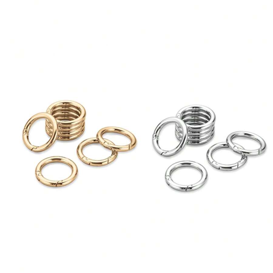 10/20/30pcs Flat Spring O-Rings, Metal Key Rings, Round Carabiner Clips, Suitable For Key Chains, Bags, Purses - Key Chain Hooks Replacement For DIY