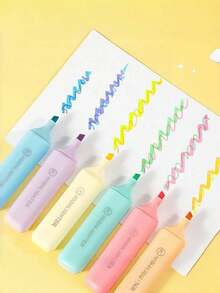 3/4/6 pezzi di pennarelli fluorescenti morbidi e colorati, amici degli occhi, penne evidenziatori color macaron pastello per journaling, per forniture scolastiche, per il ritorno a scuola - Multicolore - Visualizzare 2