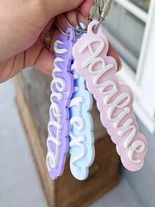 1pc Personalized Acrylic Name Keychain, Beach Bag, Customized DIY Letter Series, Autumn/Winter Style, Unique Letter Tag, Bag Pendant, Ideal Gifts For Family And Friends For Halloween And Christmas - Multicolor - View 4