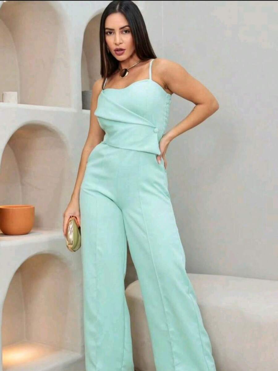 Women's Long Strap Jumpsuit With Button - Xem 1