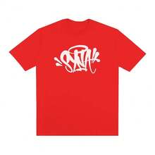 Basic Syna World Streetwear T-Shirt Yarn 30.1 Oversized Unisex 100% Cotton Printed - 紅色 - 查看 1
