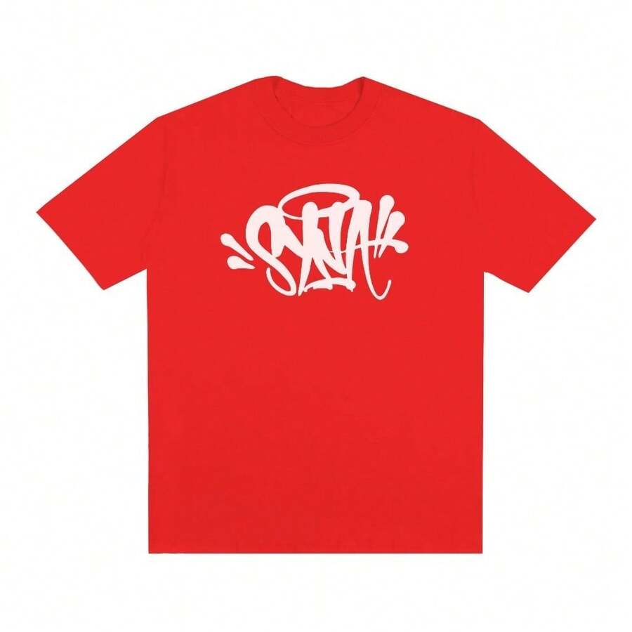 Basic Syna World Streetwear T-Shirt Yarn 30.1 Oversized Unisex 100% Cotton Printed - 紅色 - 查看 1