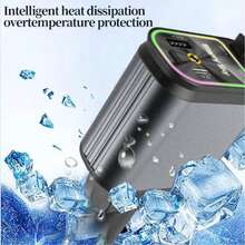 66W Car Charger With Starry Sky Projector Lamp, Retractable Cable Fast Charge Metal Car Charger, 4-In-1 USB PD Car Accessories - Grey - View 12