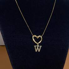 1 Piece Of Fashionable And Simple Stainless Steel Hollowed-Out Heart A-Z,26 English Letter Pendant Titanium Steel Necklace, Female Surname Collarbone Chain, A Niche And Light Luxury Gift For Best Friends, Family And Loved Ones On Festivals! Suitable For Daily Casual Wear Of Necklace Jewelry